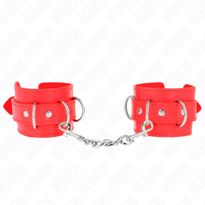 KINK - 3 D-RING HANDGELENKFESSELN VERSTELLBAR ROT 17,5-25 CM X 6 CM - Sexotim
