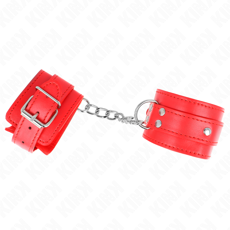 KINK - 3 D-RING HANDGELENKFESSELN VERSTELLBAR ROT 17,5-25 CM X 6 CM - Sexotim