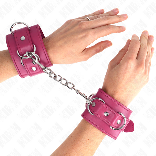 KINK - 3 D-RING HANDGELENKFESSELN VERSTELLBAR ROSA 17,5-25 CM X 6 CM - Sexotim
