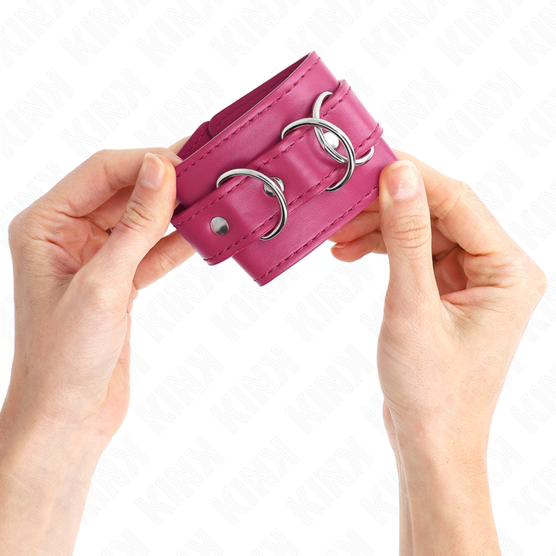 KINK - 3 D-RING HANDGELENKFESSELN VERSTELLBAR ROSA 17,5-25 CM X 6 CM - Sexotim