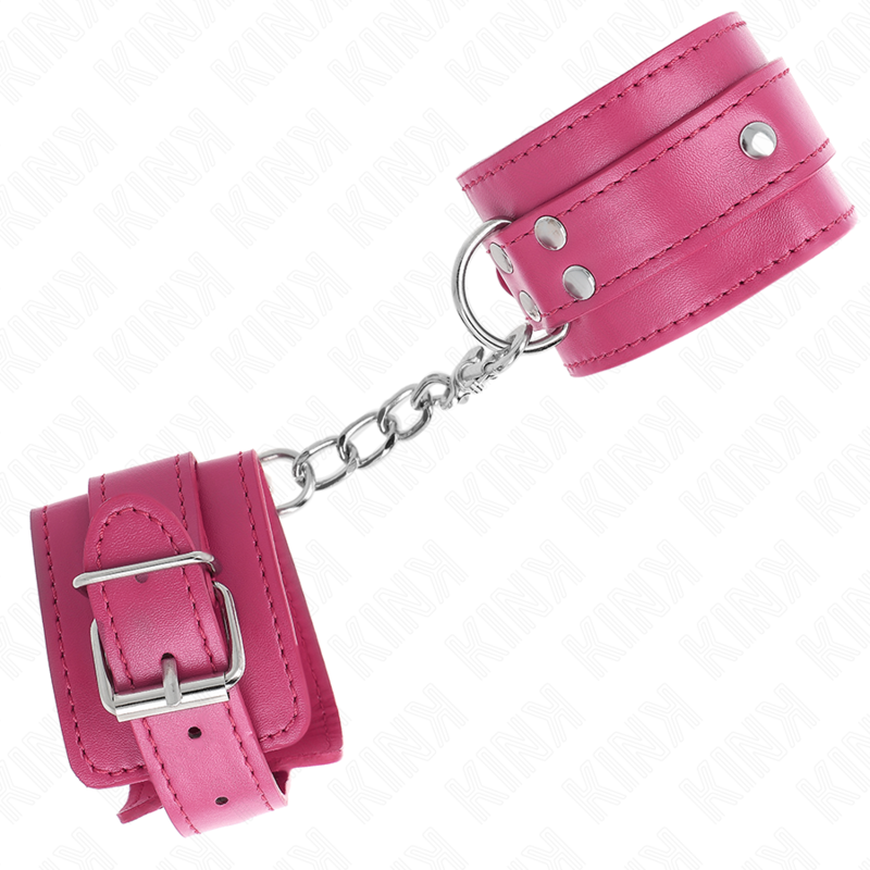 KINK - 3 D-RING HANDGELENKFESSELN VERSTELLBAR ROSA 17,5-25 CM X 6 CM - Sexotim