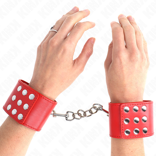 KINK - HANDGELENKFESSELN MIT DRUCKVERSCHLUSS ROT VERSTELLBAR 19-24 CM X 5,5 CM - Sexotim