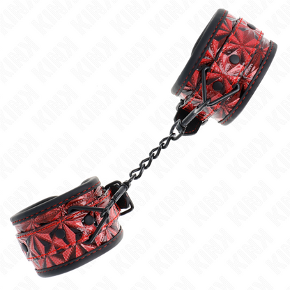 KINK - HANDGELENKFESSELN MIT RAUTENMUSTER, DUNKELROT, VERSTELLBAR 17-26 CM X 5,5 CM - Sexotim