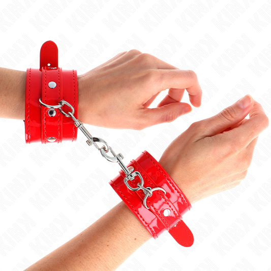 KINK - GLÄNZENDE HANDMANSCHETTEN ROT VERSTELLBAR 23-33 CM - Sexotim