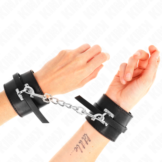 KINK - DELUXE HANDGELENKFESSELN MIT VERRIEGELUNG, SCHWARZ, VERSTELLBAR 14,5-21 CM X 6 CM - Sexotim