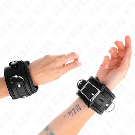 KINK - SCHWERE HANDGELENKSFESSELN MIT SCHWARZEM PELZFUTTER, VERSTELLBAR 20-30 CM X 6 CM - Sexotim