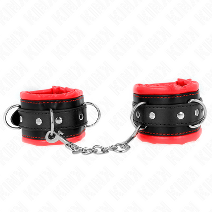 KINK - SCHWERE HANDGELENKSFESSELN MIT ROTEM PELZFUTTER, VERSTELLBAR 20-30 CM X 6 CM - Sexotim