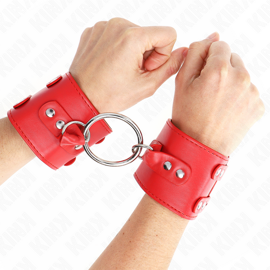 KINK - FESTE HANDGELENKFESSELN MIT RING UND NIETEN VERSTELLBAR ROT 17-22 CM X 6,5 CM - Sexotim