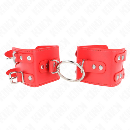 KINK - FESTE HANDGELENKFESSELN MIT RING UND NIETEN VERSTELLBAR ROT 17-22 CM X 6,5 CM - Sexotim