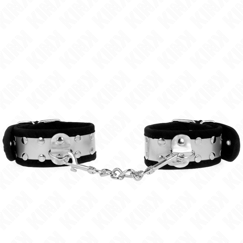KINK - DÜNNE HANDGELENKSFESSELN SCHWARZ/SILBER 30 X 4 CM - Sexotim