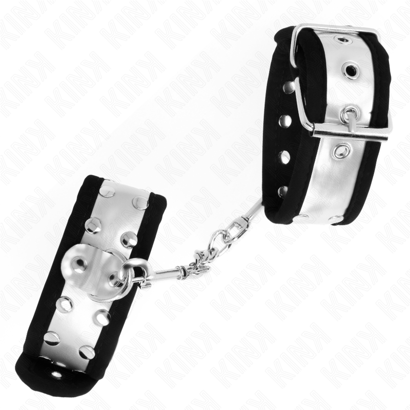 KINK - DÜNNE HANDGELENKSFESSELN SCHWARZ/SILBER 30 X 4 CM - Sexotim