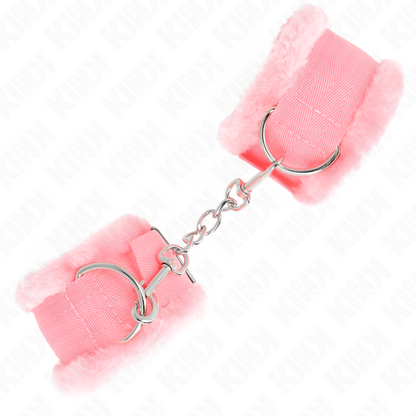 KINK - PELZGEFÜTTERTE HANDGELENKFESSELN ROSA VERSTELLBAR 17-31 CM X 7 CM - Sexotim
