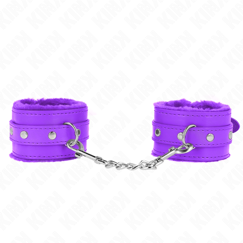 KINK - PREMIUM PELZGEFÜTTERTE HANDGELENKFESSELN LILA MIT LILA GÜRTEL VERSTELLBAR 17-29 CM X 6 CM - Sexotim