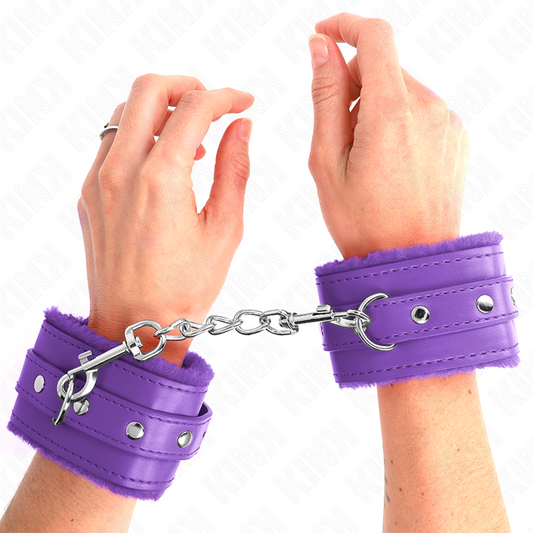KINK - PREMIUM PELZGEFÜTTERTE HANDGELENKFESSELN LILA MIT LILA GÜRTEL VERSTELLBAR 17-29 CM X 6 CM - Sexotim