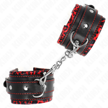 KINK - PELZGEFÜTTERTE HANDGELENKFESSELN ROT/SCHWARZ VERSTELLBAR 17-29 CM X 6 CM - Sexotim