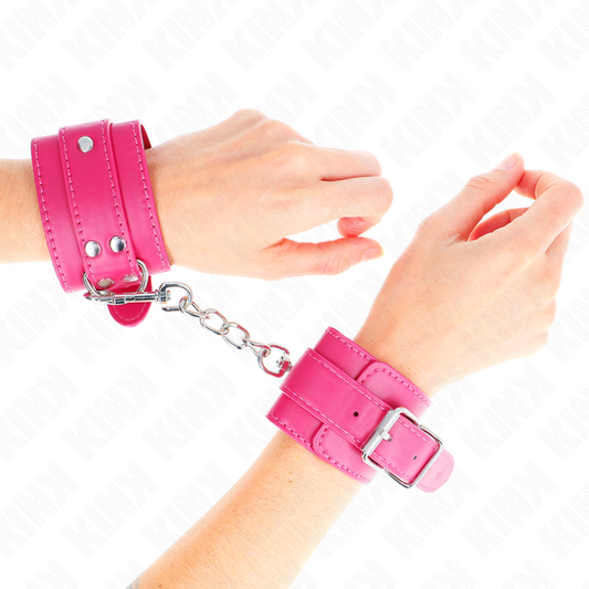 KINK - HANDGELENKFESSELN RASPBERRY ROSE MIT RASPBERRY ROSE FUTTER VERSTELLBAR 20-28 CM X 5,5 CM - Sexotim