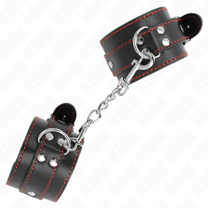 KINK - HANDGELENKFESSELN SCHWARZ MIT ROTEM FUTTER VERSTELLBAR 20-28 CM X 5,5 CM - Sexotim