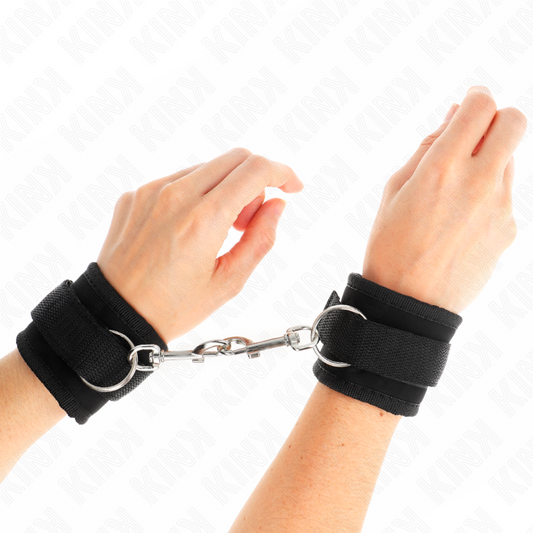 KINK - NYLON BIND-HANDHANDFESSELN MIT KLETTVERSCHLUSS, SCHWARZ, MODELL 2, VERSTELLBAR, 18-35 CM X 6 CM - Sexotim