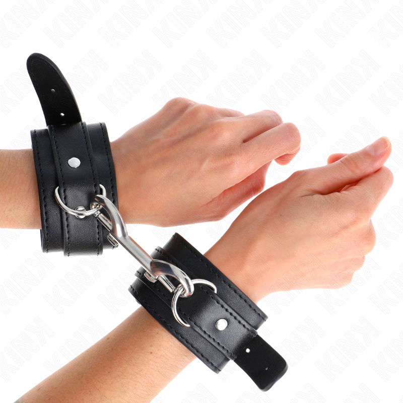 KINK - HANDGELENKFESSELN - EINZELNE NIETENREIHE SCHWARZ VERSTELLBAR 17-28 CM X 5 CM - Sexotim
