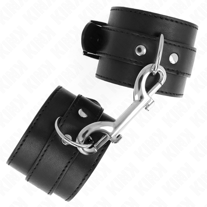 KINK - HANDGELENKFESSELN - EINZELNE NIETENREIHE UND GROSSE SCHNALLE SCHWARZ VERSTELLBAR 17-28 CM X 5 CM - Sexotim
