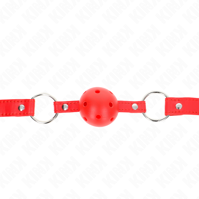 KINK - ATMUNGSAKTIVER BALL 4 CM KNEBEL MIT DOPPELNIET MODELL 1 ROT 62,5 x 2,5 CM VERSTELLBAR 42-58 CM