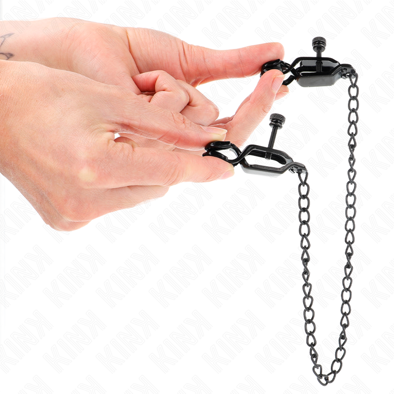 KINK - FLACHE KETTE NIPPELKLEMMEN SCHWARZ 30 CM - Sexotim