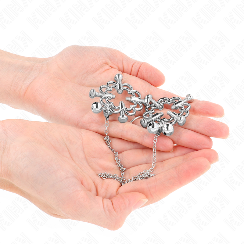 KINK - METALLISCHE BLUMEN-NIPPELKLAMMERN MIT KETTE - Sexotim