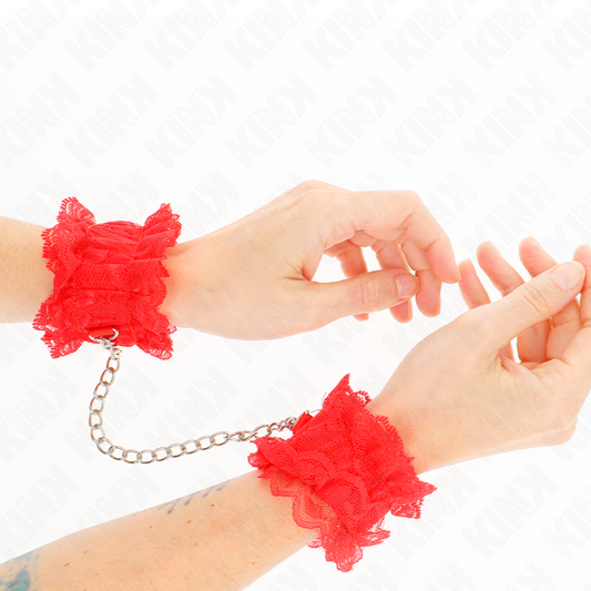 KINK - ELASTISCHE HANDGELENKSFESSELN AUS SPITZE ROT - Sexotim