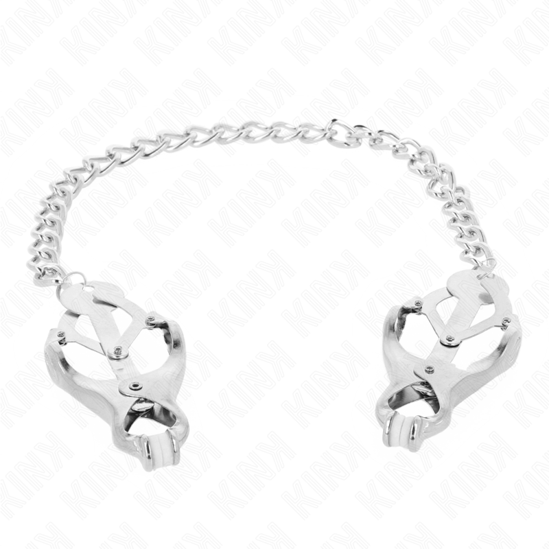 KINK - JAPANISCHE KLEEBLATT-NIPPELKLAMMERN MIT KETTE SILBER 30 CM - Sexotim