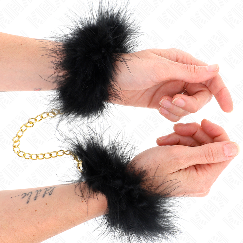 KINK - FEDERHANDMANSCHETTEN MIT GOLDKETTE MODELL 0 - Sexotim
