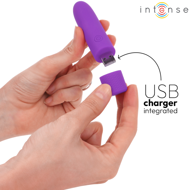 INTENSE - SYMONE VIBRIERENDER BULLET LILA 8 VIBRATIONEN 10 X 2,2 CM - Sexotim