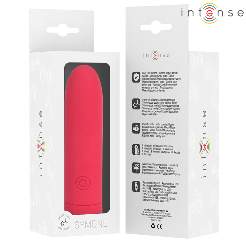 INTENSE - SYMONE VIBRIERENDER BULLET ROT 8 VIBRATIONEN 10 X 2,2 CM - Sexotim