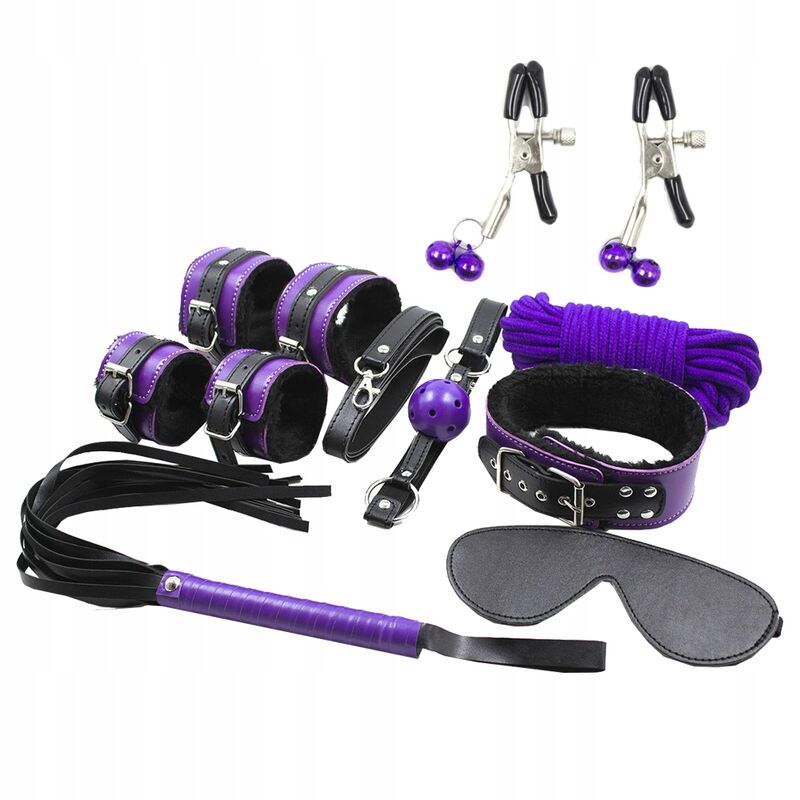 SECRETPLAY - BDSM SET 8PCS PURBLE / BLACK. - Sexotim