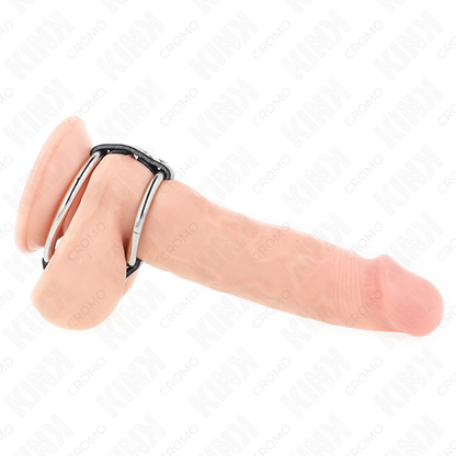 KINK - DOPPELTER PENISRING AUS METALL 3,8 CM BIS 5 CM MIT LEDER VERBUNDEN - Sexotim