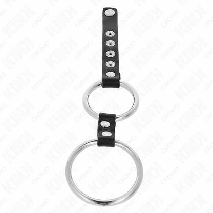 KINK - DOPPELTER PENISRING AUS METALL 3,8 CM BIS 5 CM MIT LEDER VERBUNDEN - Sexotim