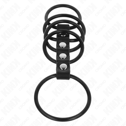 KINK - 5 PENISRINGE AUS SILIKON 3,8 CM BIS 4,8 CM DURCH LEDER VERBUNDEN - Sexotim