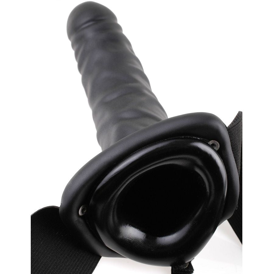 FETISH FANTASY SERIES - 19 CM VIBRIERENDER HOHL-STRAP-ON SCHWARZ - Sexotim