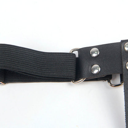 SUBBLIME - 953744 VERSTELLBARES PUNK-STRUMPFHOSE AUS LEDER SCHWARZ EINE GRÖSSE - Sexotim