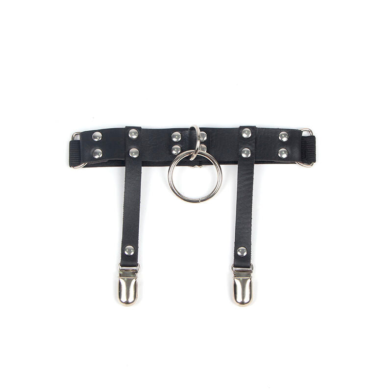 SUBBLIME - 953744 VERSTELLBARES PUNK-STRUMPFHOSE AUS LEDER SCHWARZ EINE GRÖSSE - Sexotim