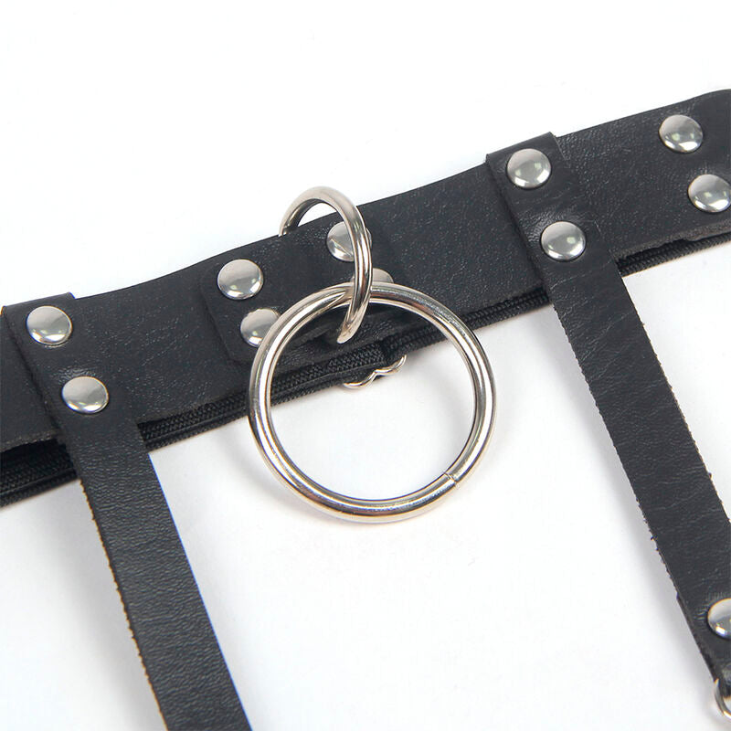 SUBBLIME - 953744 VERSTELLBARES PUNK-STRUMPFHOSE AUS LEDER SCHWARZ EINE GRÖSSE - Sexotim