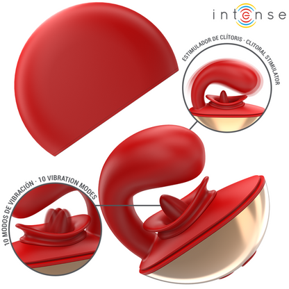 INTENSE - MARIAH VIBRATOR & STIMULATOR IN U-FORM, 10 VIBRATIONEN, ROT