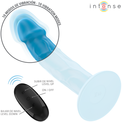 INTENSE - PHOEBE REALISTISCHER VIBRATOR MIT 10 VIBRATIONEN & FERNBEDIENUNG, BLAU - Sexotim