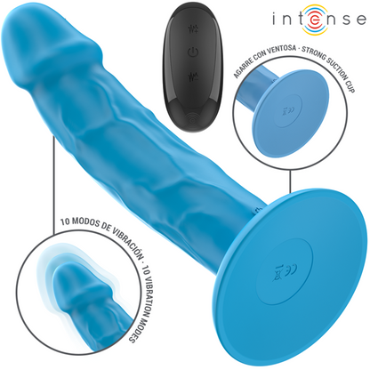 INTENSE - PHOEBE REALISTISCHER VIBRATOR MIT 10 VIBRATIONEN & FERNBEDIENUNG, BLAU - Sexotim