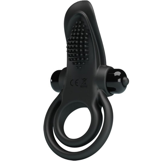 PRETTY LOVE - DOPPELTER VIBRATIONSRING + KLITORISSTIMULATOR 10 VIBRATIONEN SCHWARZ - Sexotim