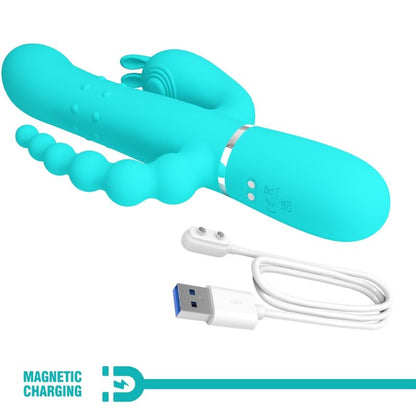 PRETTY LOVE - CAMMY 4 IN 1 MULTIFUNKTIONS-DREIFACHER RABBIT-VIBRATOR TÜRKIS - Sexotim