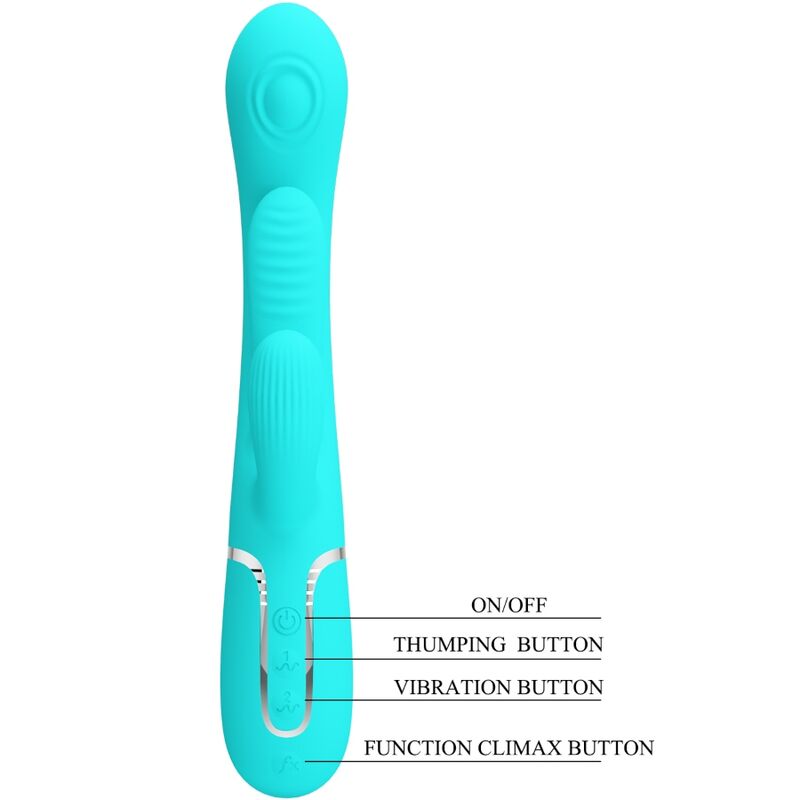 PRETTY LOVE - SHANIA TRIPLE RABBIT MULTIFUNKTIONSVIBRATOR 3 IN 1 BLAU - Sexotim