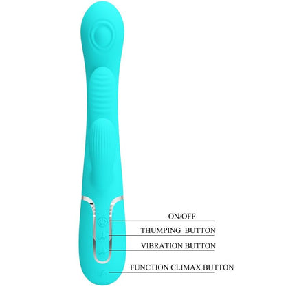 PRETTY LOVE - SHANIA TRIPLE RABBIT MULTIFUNKTIONSVIBRATOR 3 IN 1 BLAU - Sexotim