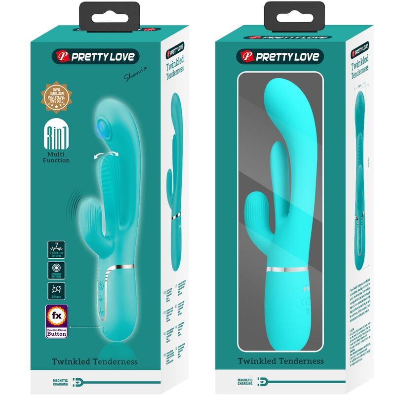 PRETTY LOVE - SHANIA TRIPLE RABBIT MULTIFUNKTIONSVIBRATOR 3 IN 1 BLAU - Sexotim
