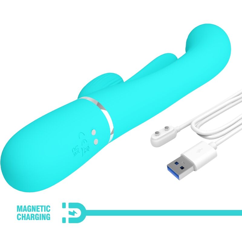 PRETTY LOVE - SHANIA TRIPLE RABBIT MULTIFUNKTIONSVIBRATOR 3 IN 1 BLAU - Sexotim
