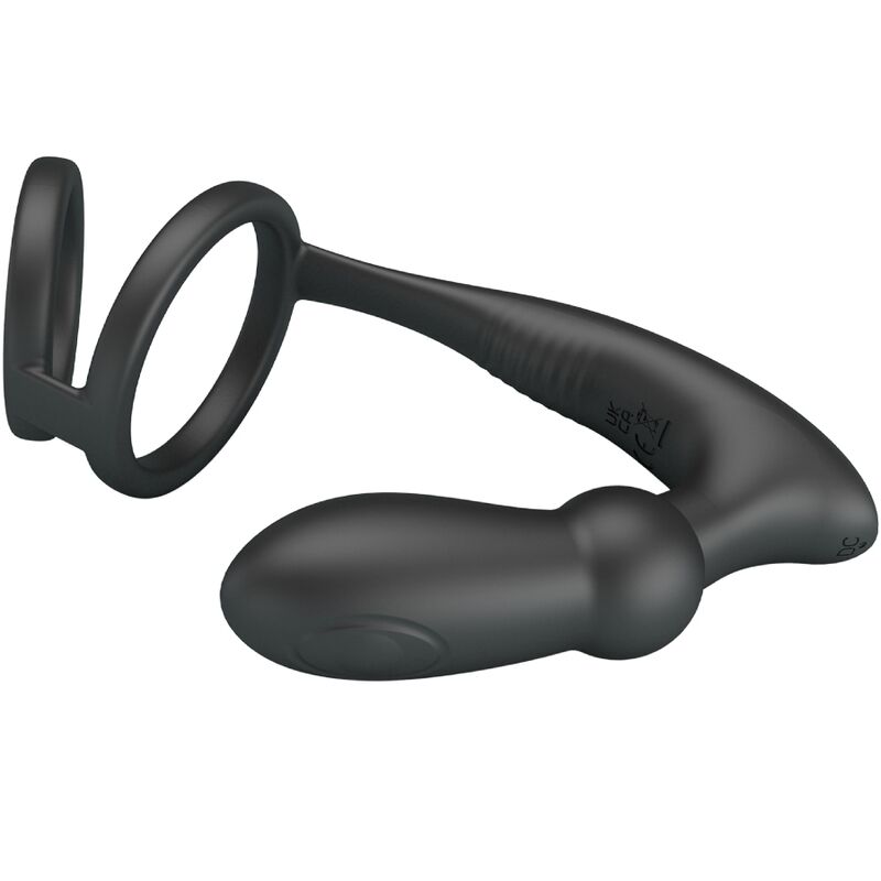 PRETTY LOVE - EMONI PENISRING + ANAL PLUG 12 VIBRATIONEN SCHWARZ - Sexotim